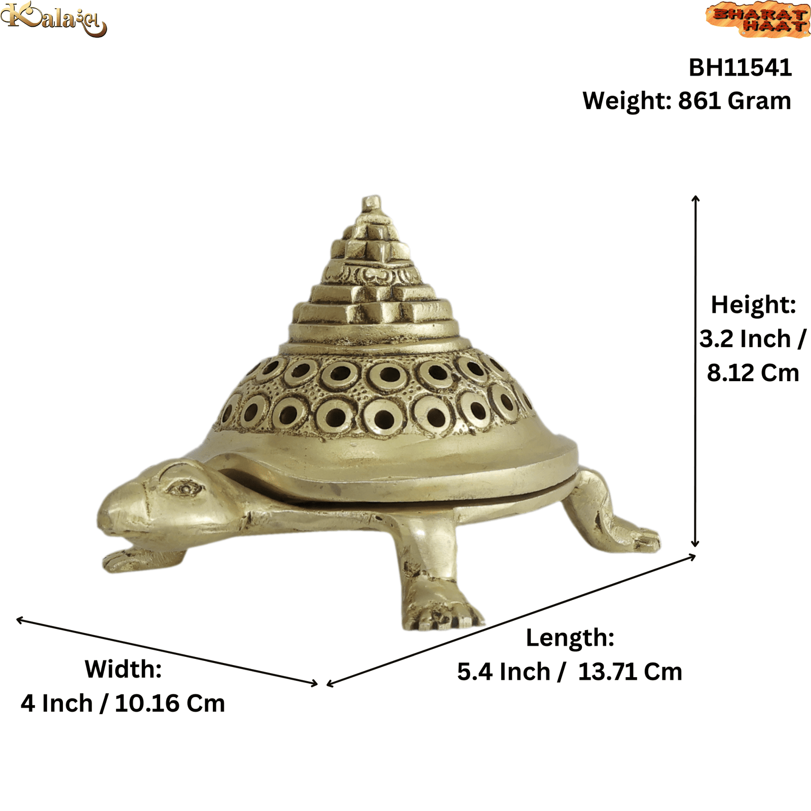 Brass Shree Yantra on Tortoise 3.2 Inch KBH11541 Brass Shree Yantra on Tortoise 3.2 Inch KBH11541