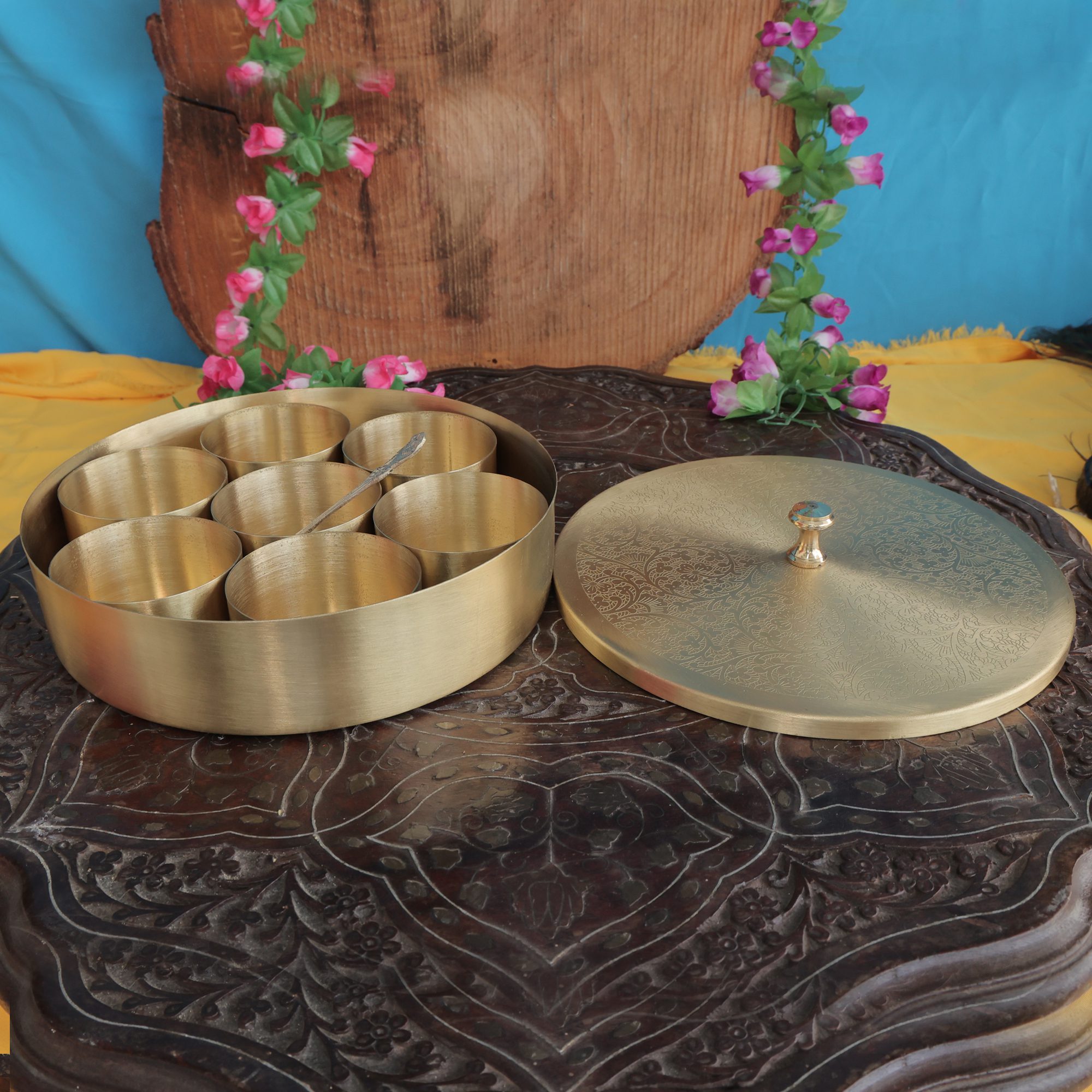 Brass Masala Box 3 Inch KBH11572 Brass Masala Box 3 Inch KBH11572