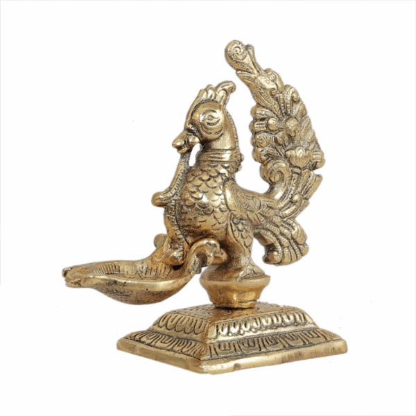 Metal Peacock Diya 5.2 Inch KBH11631