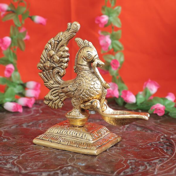 Metal Peacock Diya 5.2 Inch KBH11631