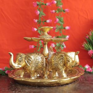 Metal Elephant Aarti 7.5 Inch KBH11633