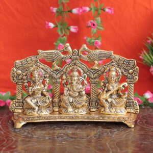 Metal Ganesha Laxmi Saraswati 5.5 Inch KBH11637
