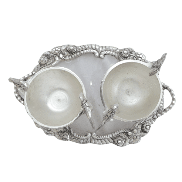 Metal 2 Parrot Bowls & Tray 5 Inch KBH11641