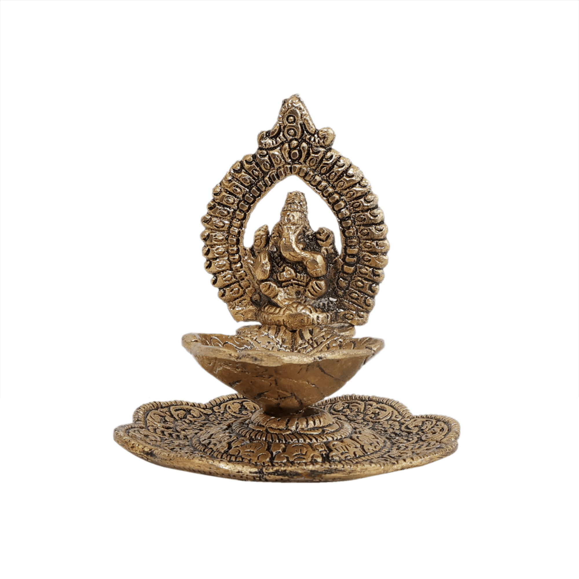 Metal Ganesha Diya 3.7 Inch KBH11649 Metal Ganesha Diya 3.7 Inch KBH11649