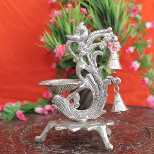 Metal Peacock Diya 7 Inch KBH11660