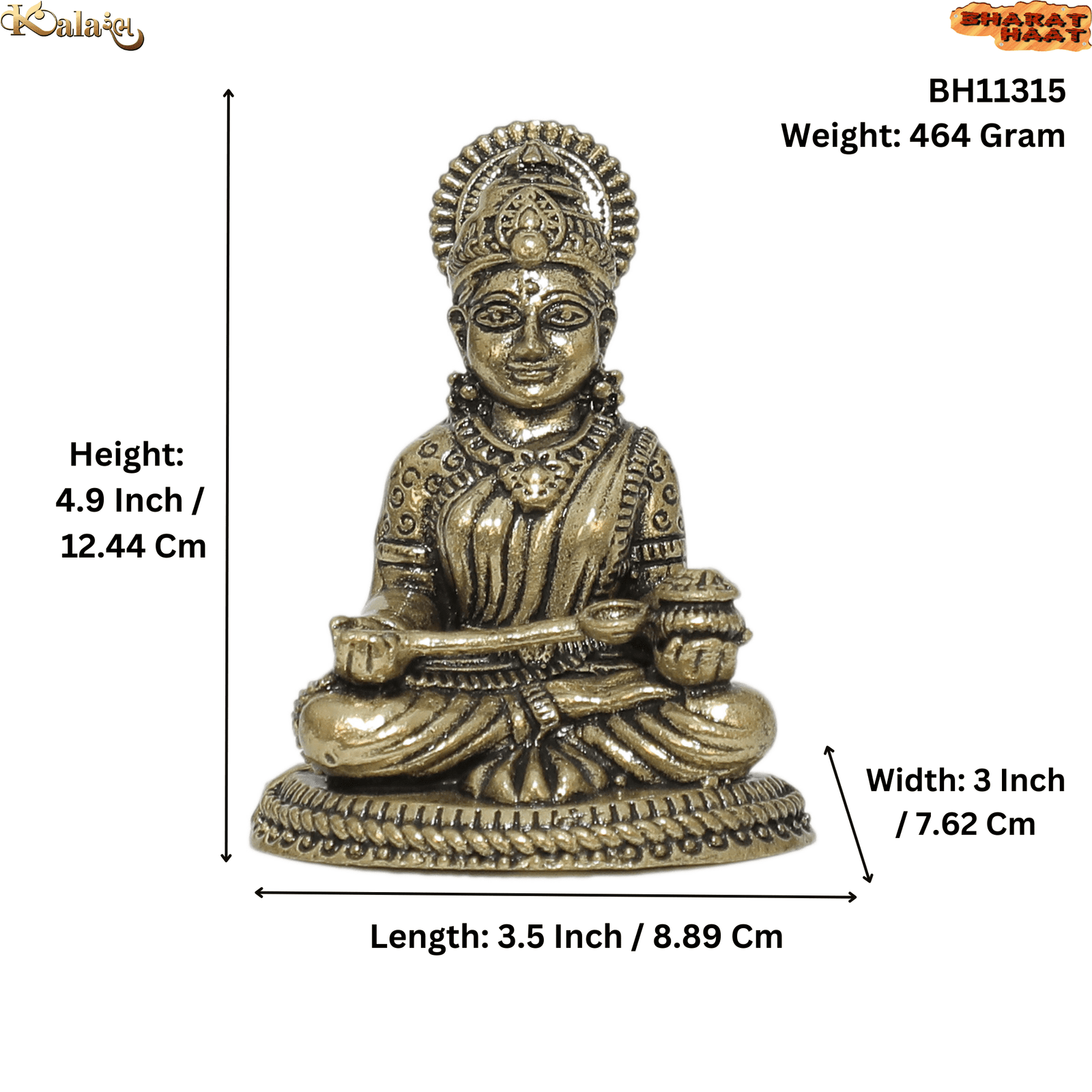 Brass Goddess Annapurna 4.9 Inch KBH11315 Brass Goddess Annapurna 4.9 Inch KBH11315