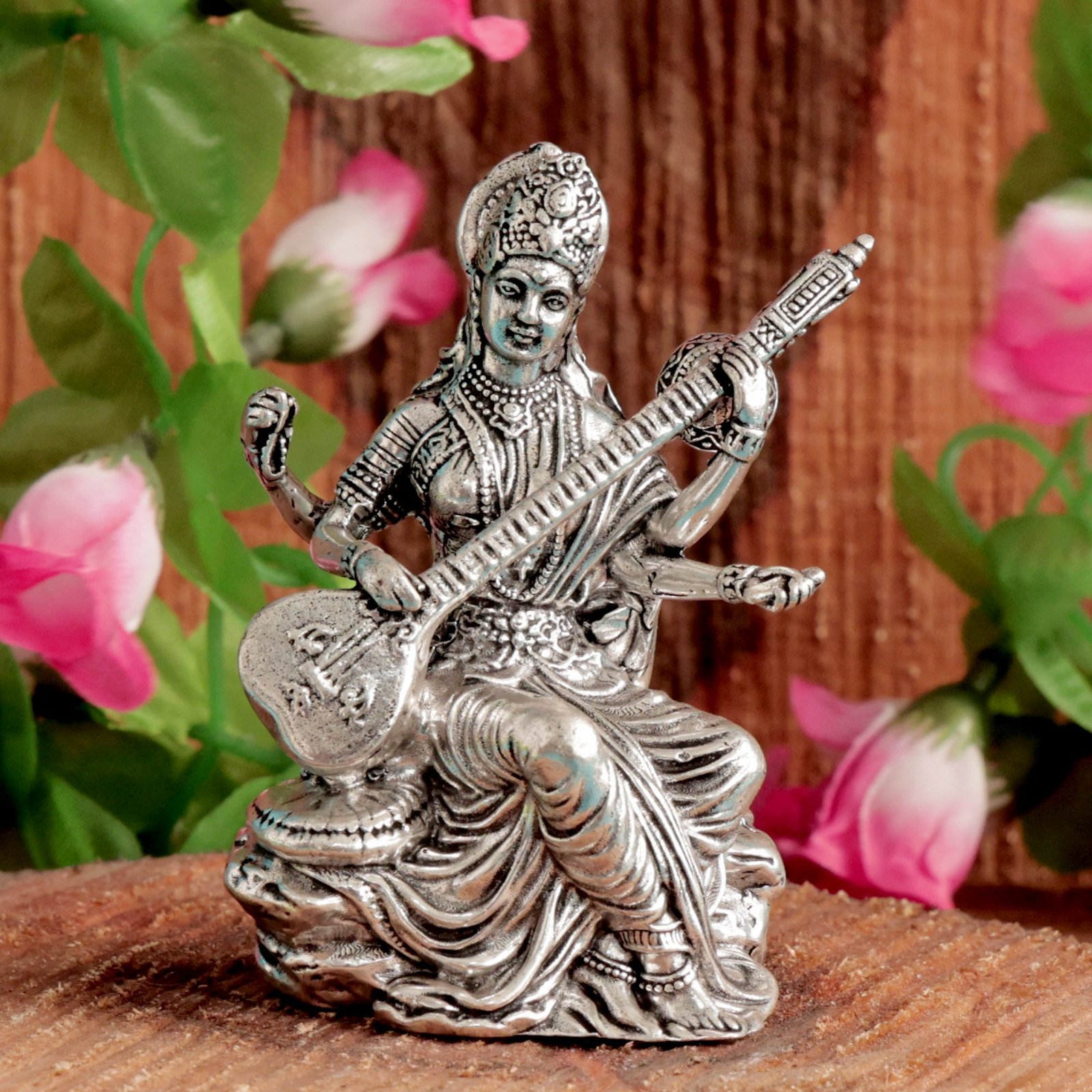 Silver Sarswati Maa 2.8 Inch KBH12086