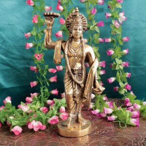 Heavy Brass Lord Vishnu Idol 10.6 Inch