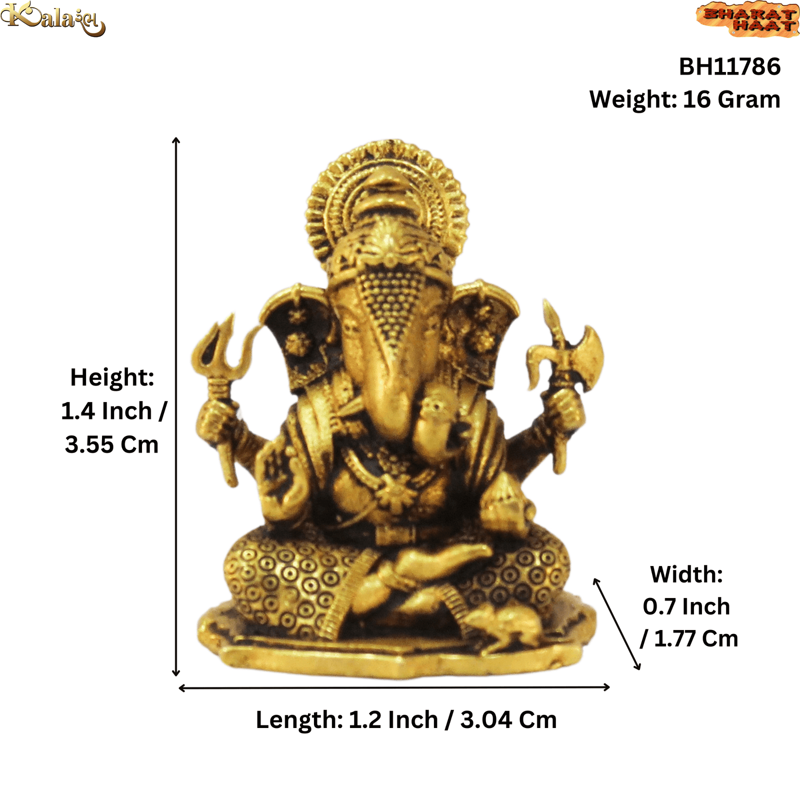 Brass Ganesha 1.4 Inch KBH11786 Brass Ganesha 1.4 Inch KBH11786