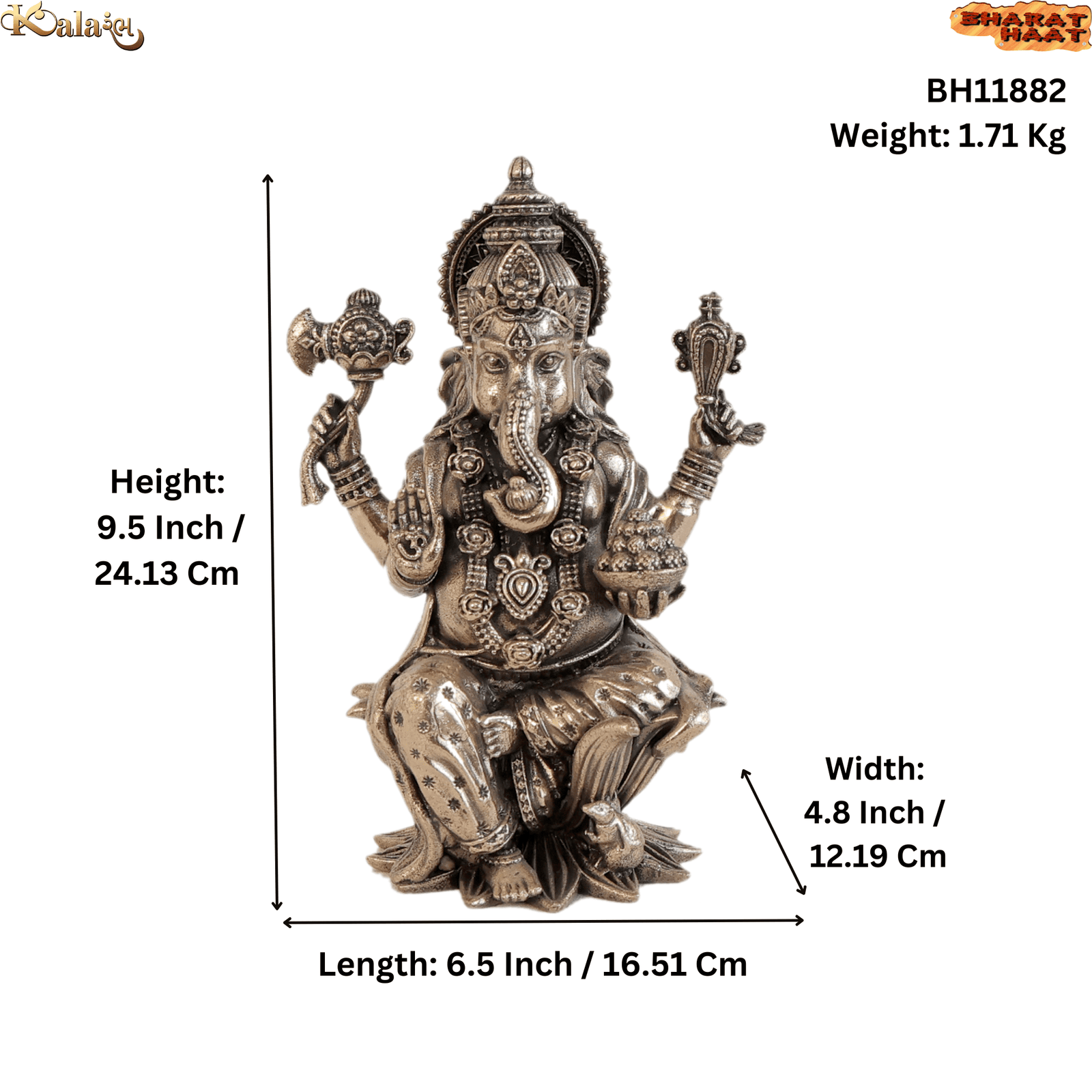 Brass Ganesha 2 Inch KBH11918 Brass Ganesha 2 Inch KBH11918