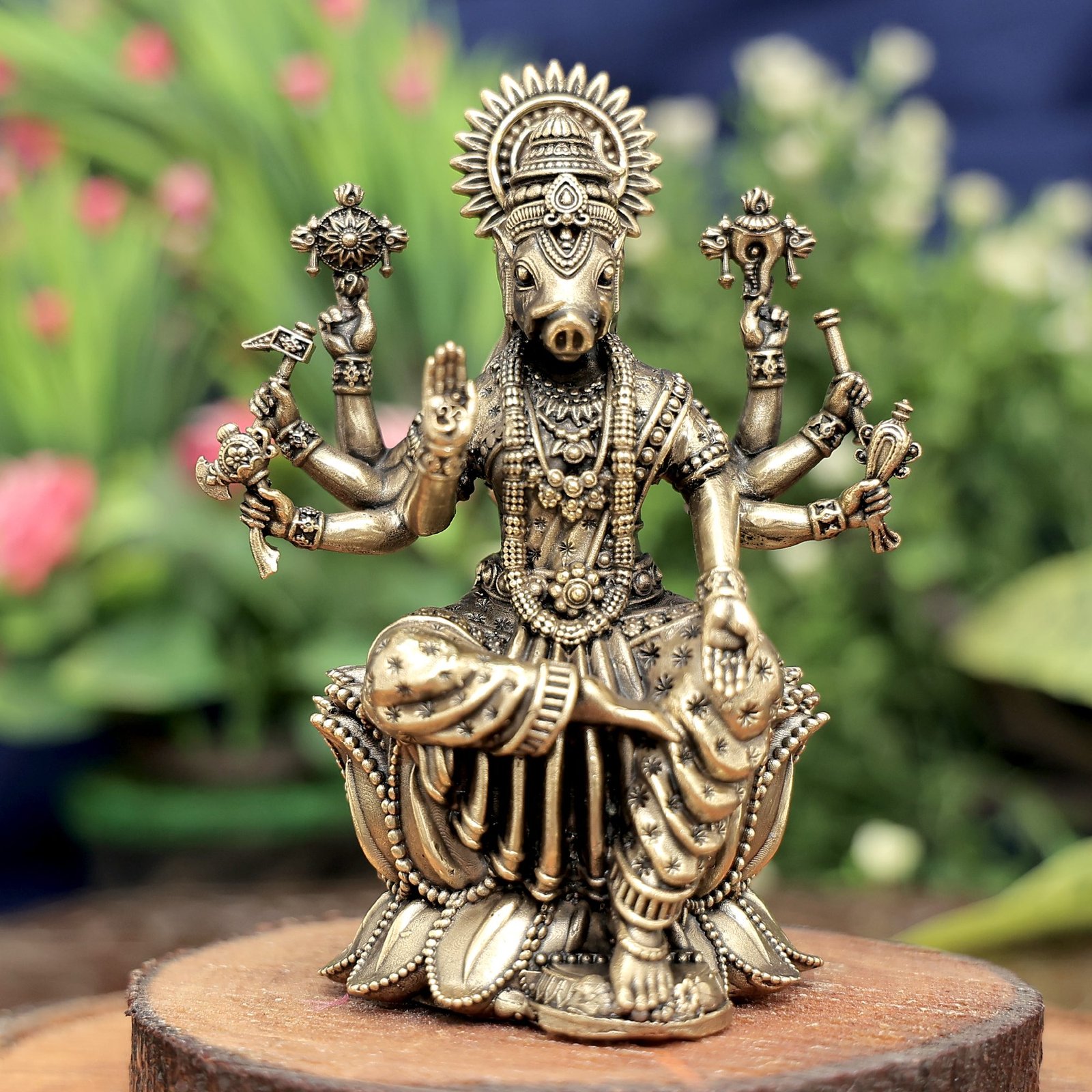 1000964468 Brass Varahi Mata with kamal base (dot vali dhoti) 5.1 Inch KBH12429