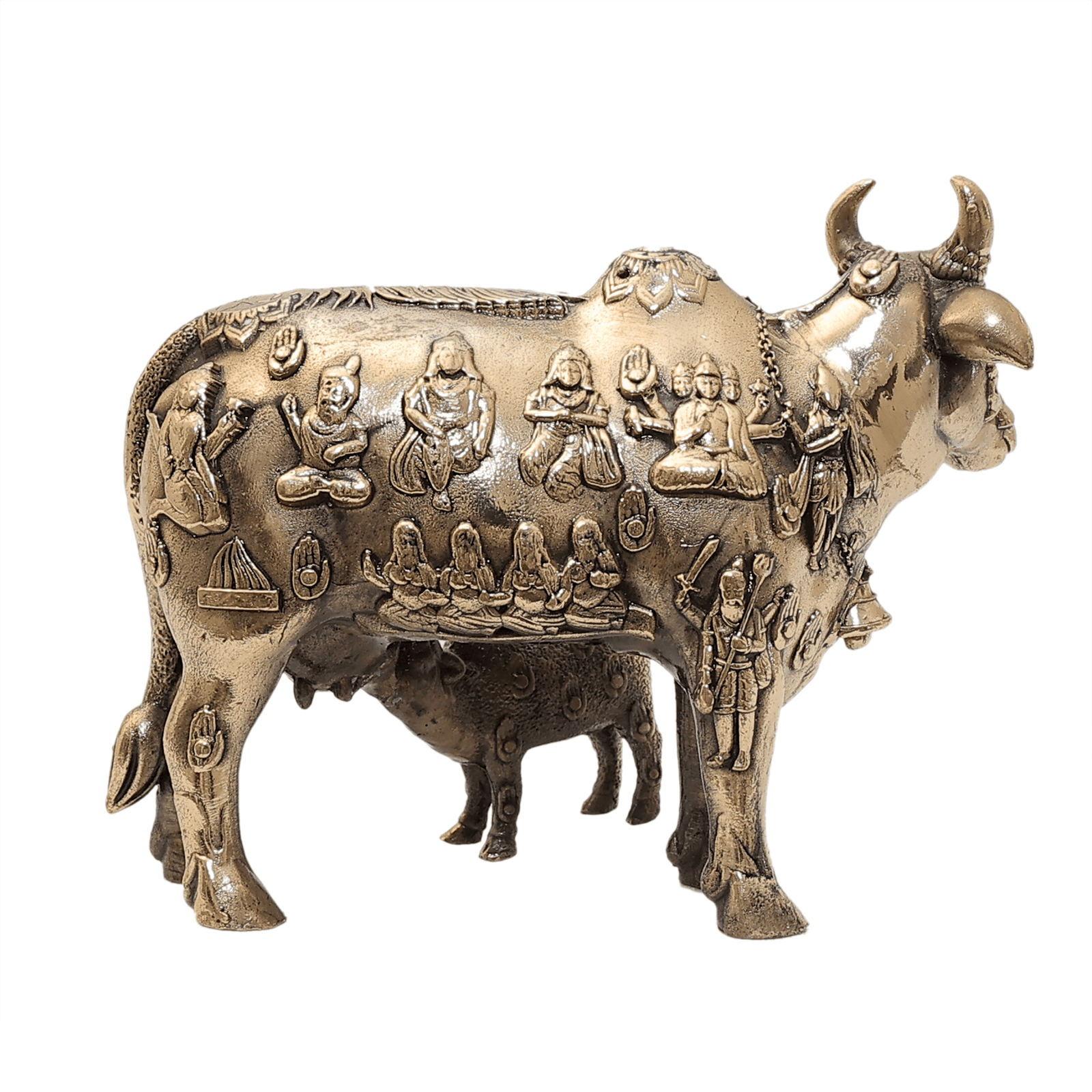 41 BRASS KAMDHENU COW &CALF 3.8 Inch KBH12275