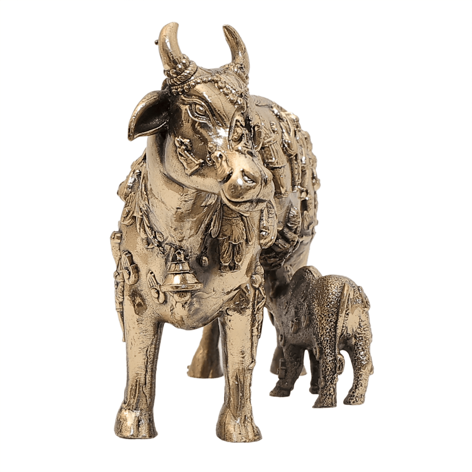 43 BRASS KAMDHENU COW &CALF 3.8 Inch KBH12275