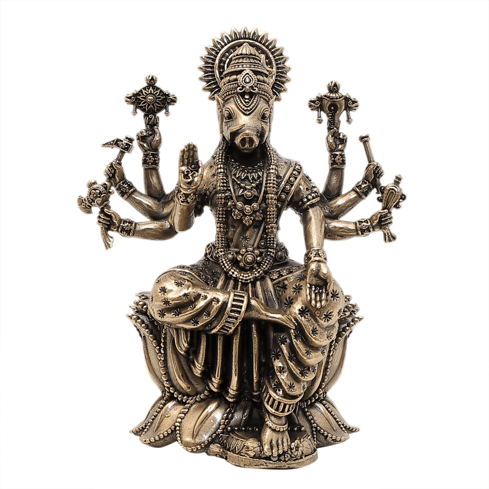 52 Brass Varahi Mata with kamal base (dot vali dhoti) 5.1 Inch KBH12429