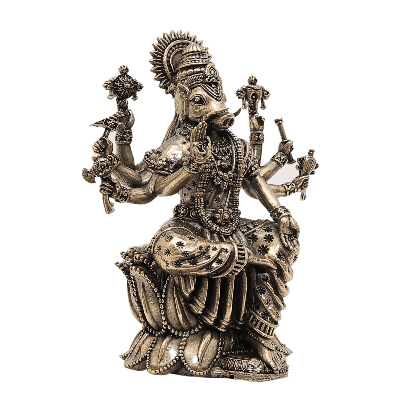 53 Brass Varahi Mata with kamal base (dot vali dhoti) 5.1 Inch KBH12429