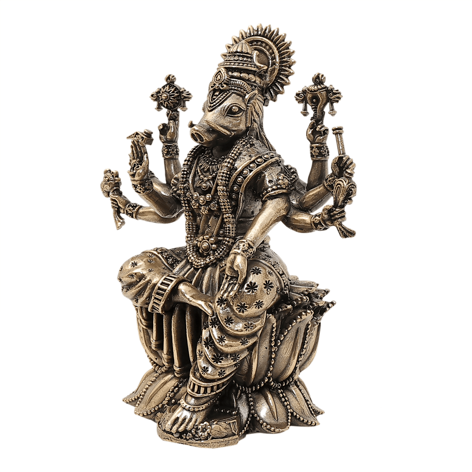 54 Brass Varahi Mata with kamal base (dot vali dhoti) 5.1 Inch KBH12429