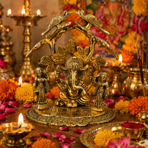 Aluminium Ganesha With Tree 7 Inch BH09150