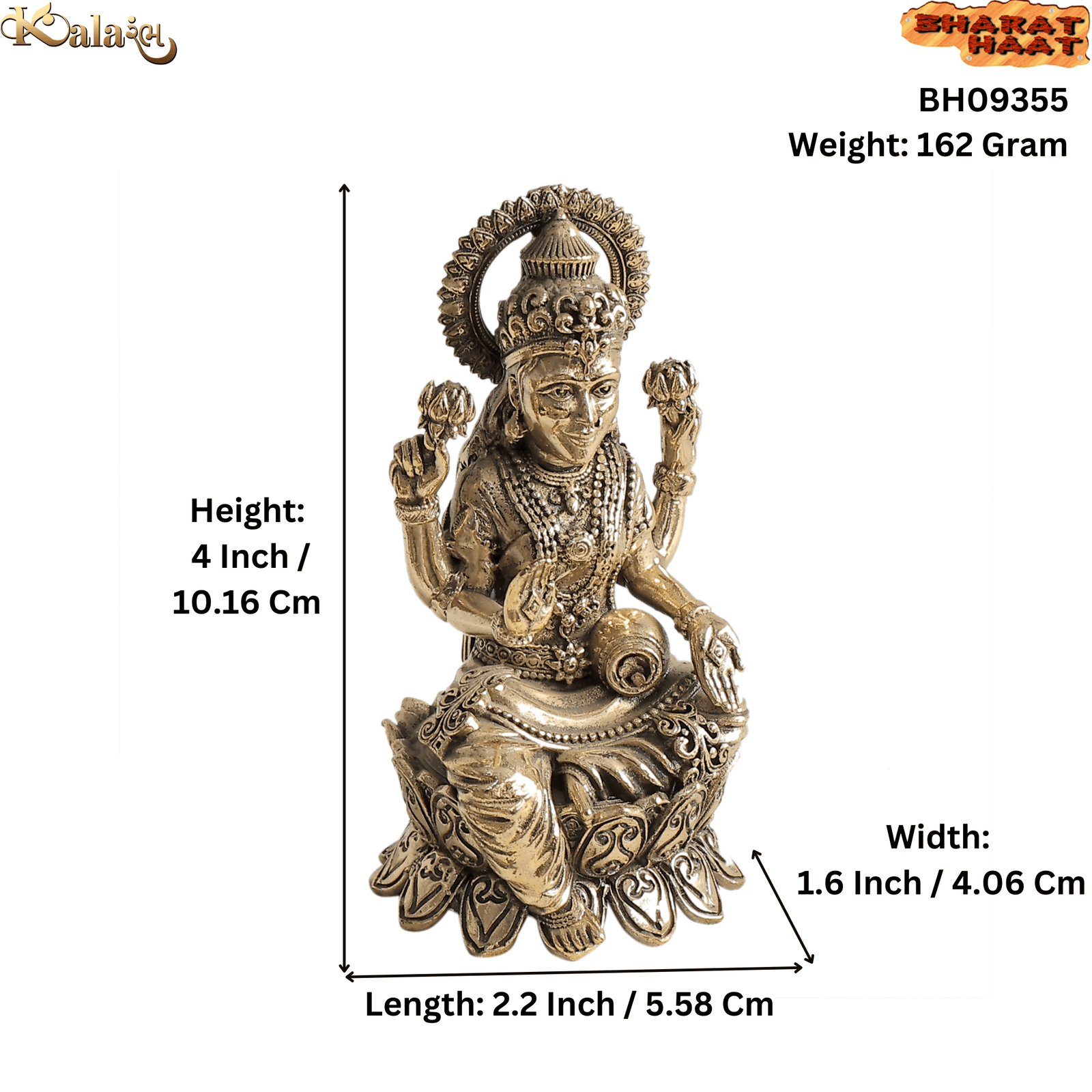 BH09355_S Brass Lakshmi 4 Inch KBH09355