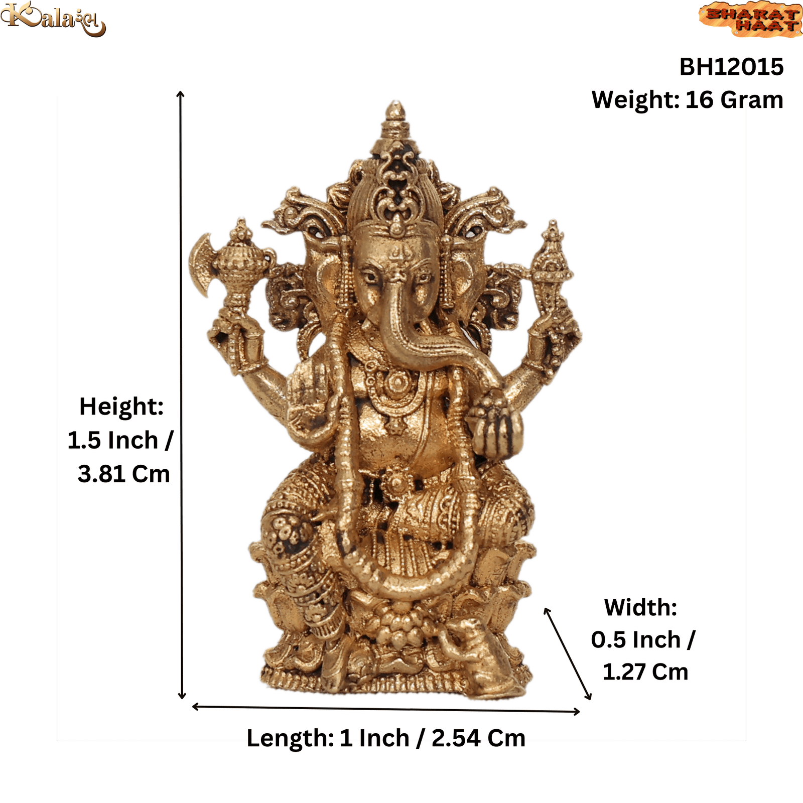 BH12015_S Brass Ganesha 1.5 Inch KBH12015