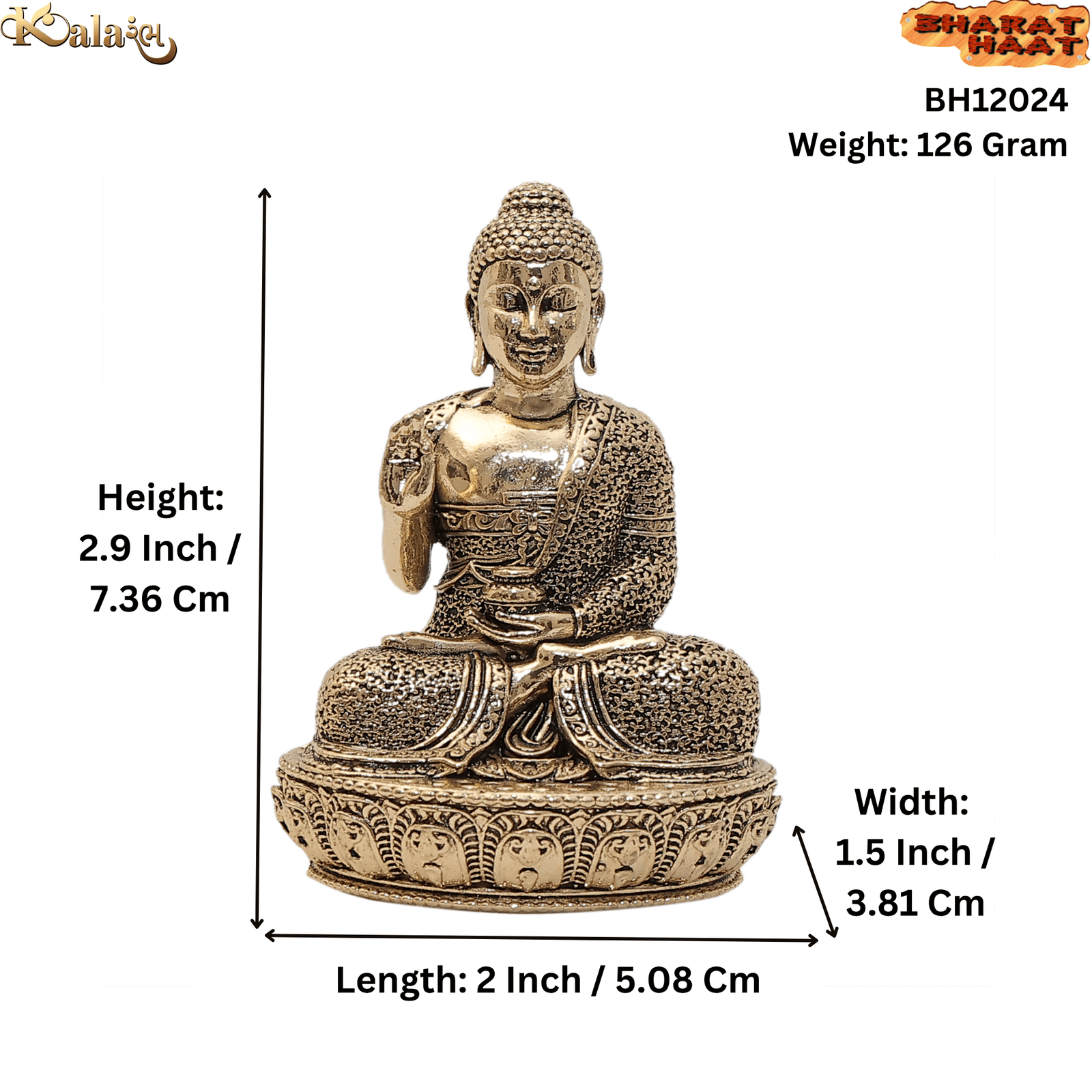 BH12024_S Brass Buddha 2.9 Inch KBH12024