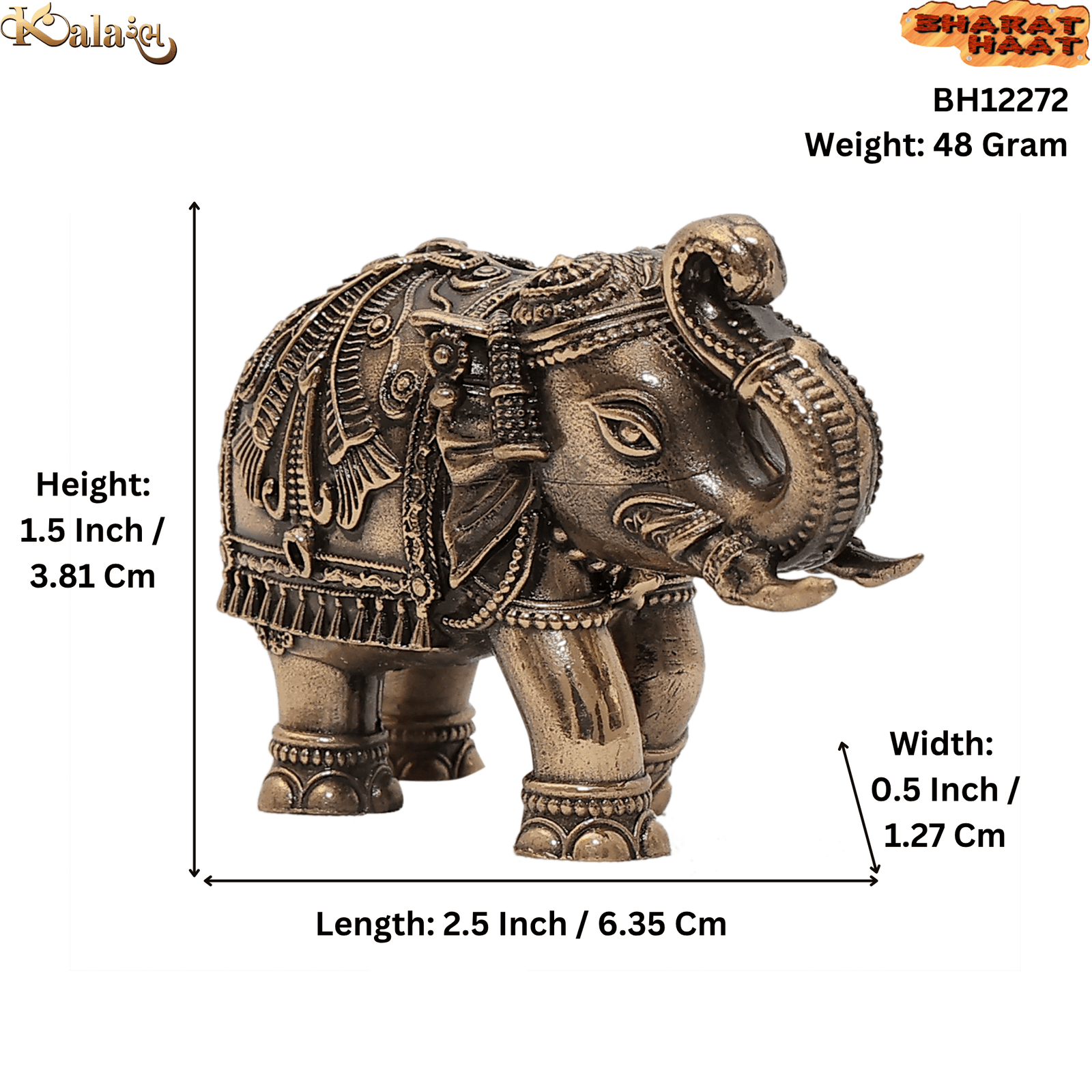 BH12272_S Brass Elephant 1.5 Inch KBH12272