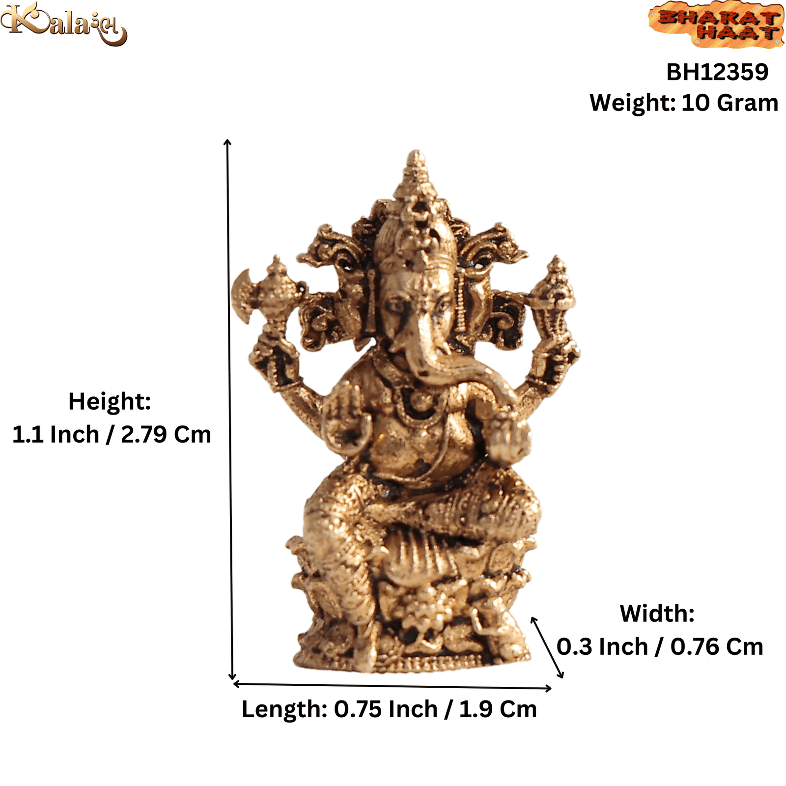 BH12359_S Brass Ganesh 1.1 Inch KBH12359