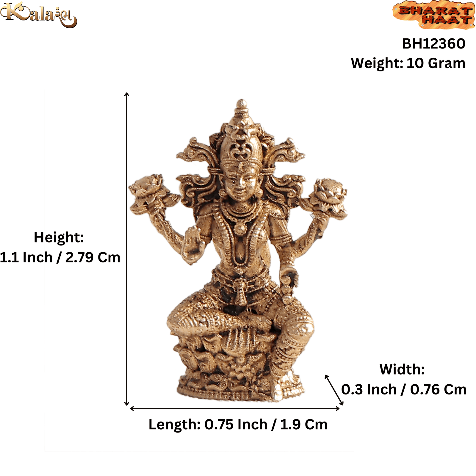 BH12360_S Brass Lakshmi 1.1 Inch KBH12360