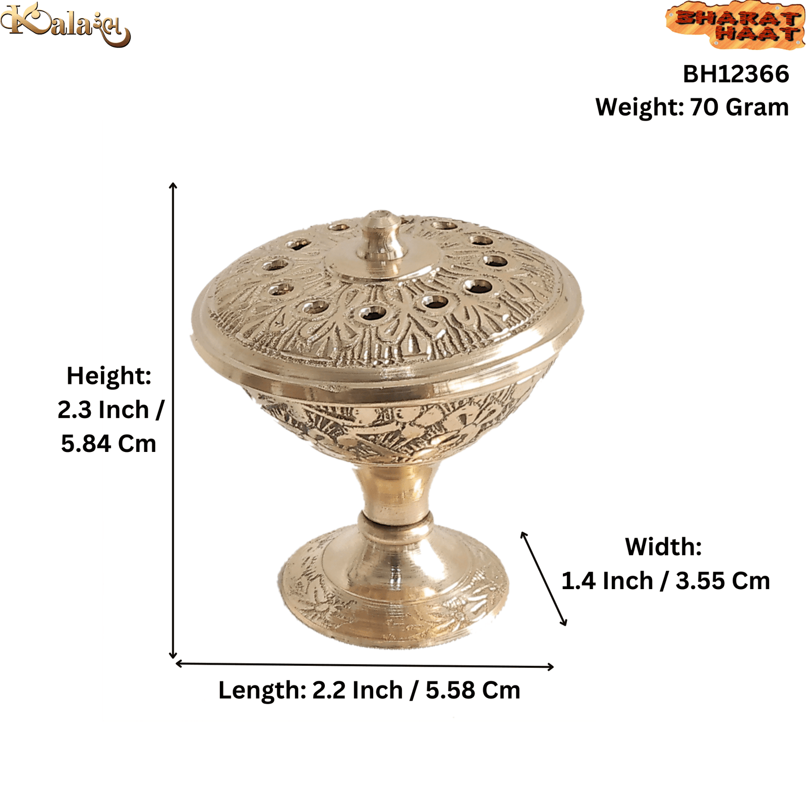 BH12366_S Brass Agarbatti Stand 2.3 Inch KBH12366