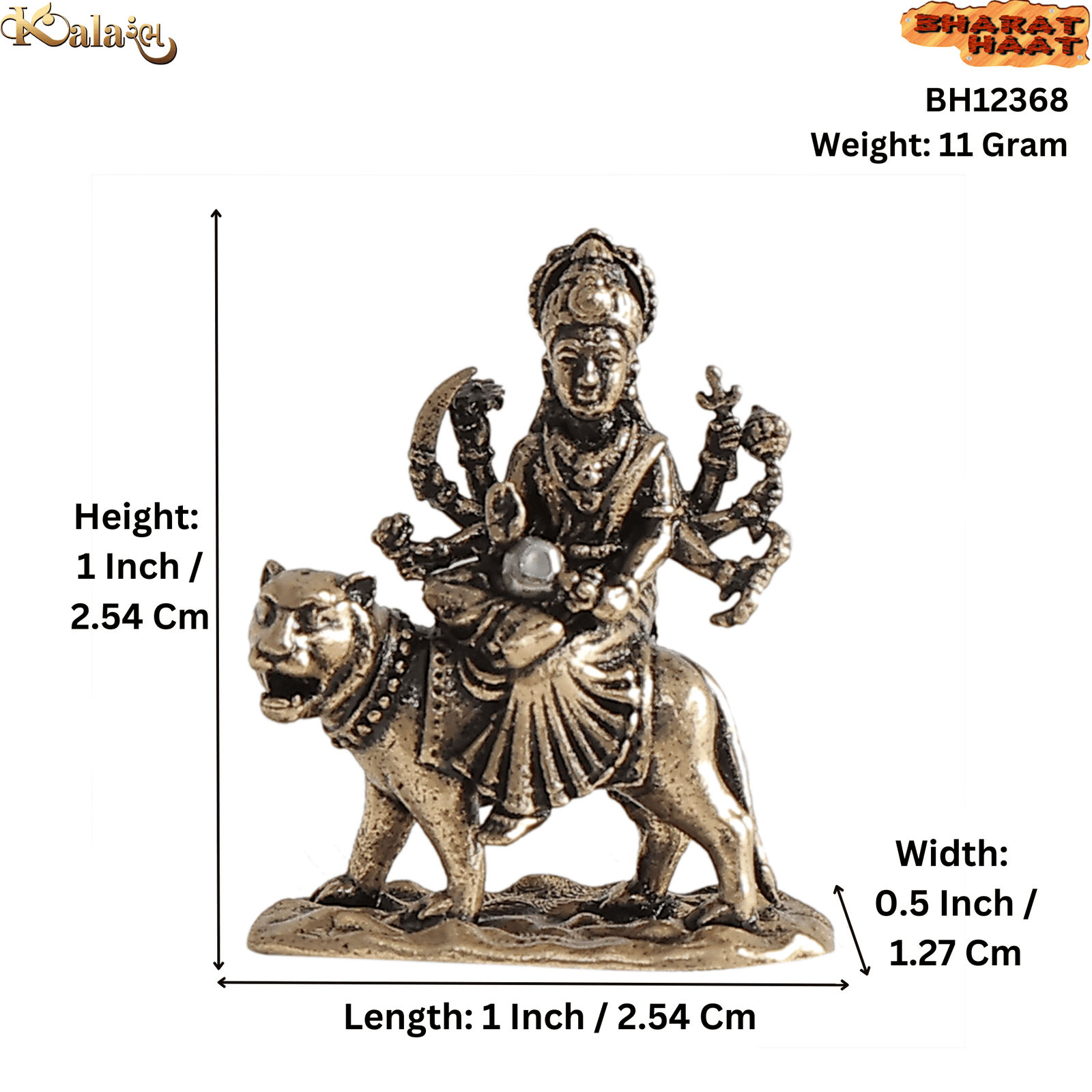 BH12368_S Brass Durga Maa 1 Inch KBH12368