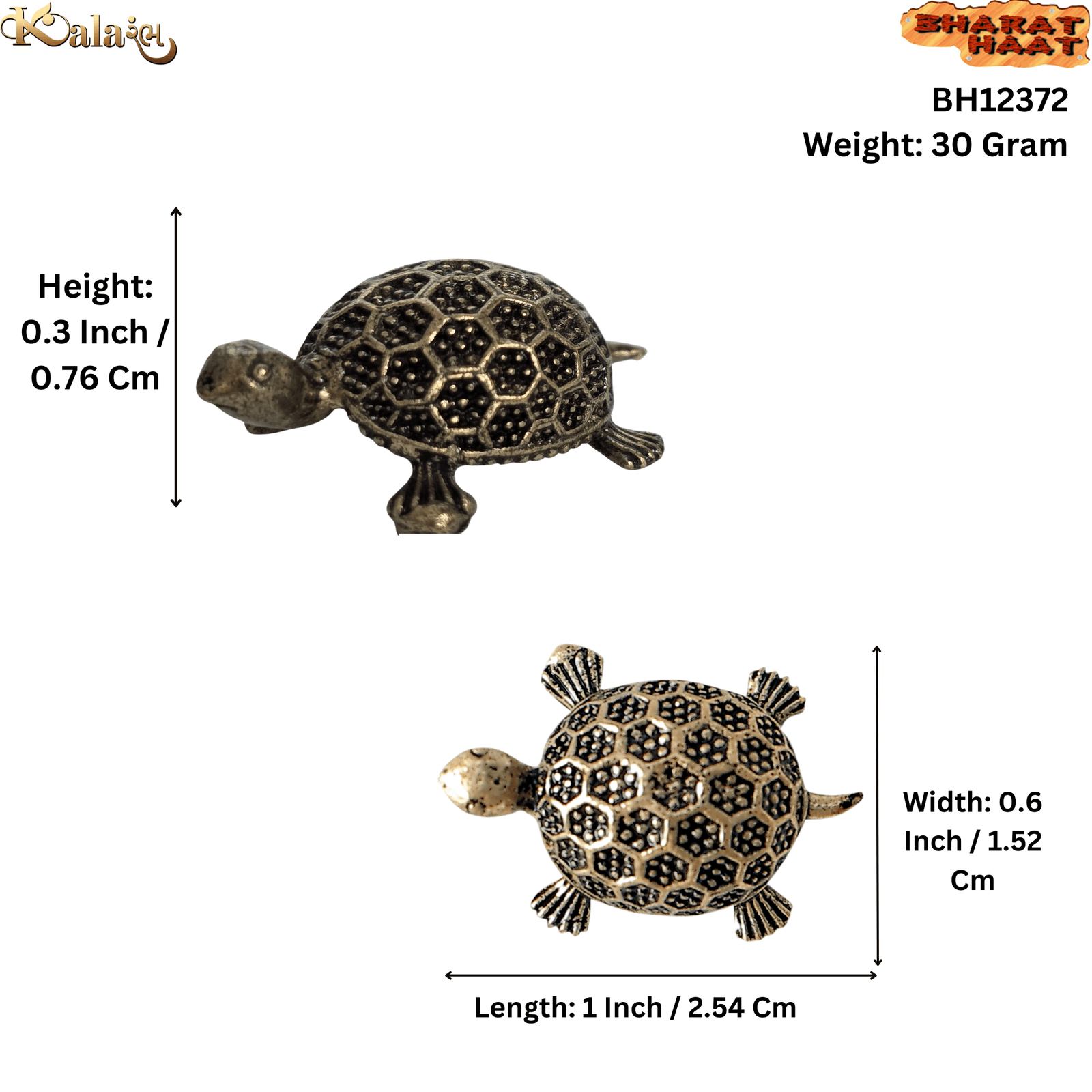 BH12372_S Brass Tortoise Kachhua 0.3 Inch KBH12372