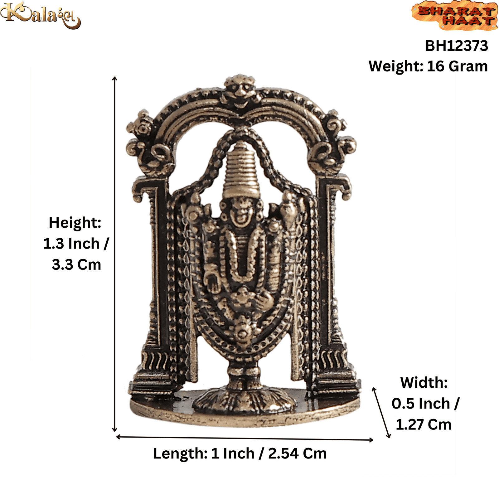 BH12373_S Brass Tirupati Balaji 1.3 Inch KBH12373