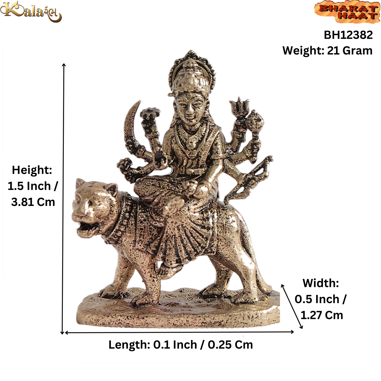 BH12382_S Brass Durga Maa 1.5 Inch KBH12382