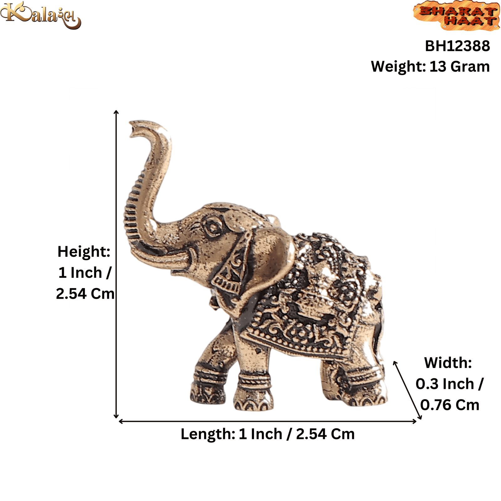 BH12388_S Brass Elephant 1 Inch KBH12388