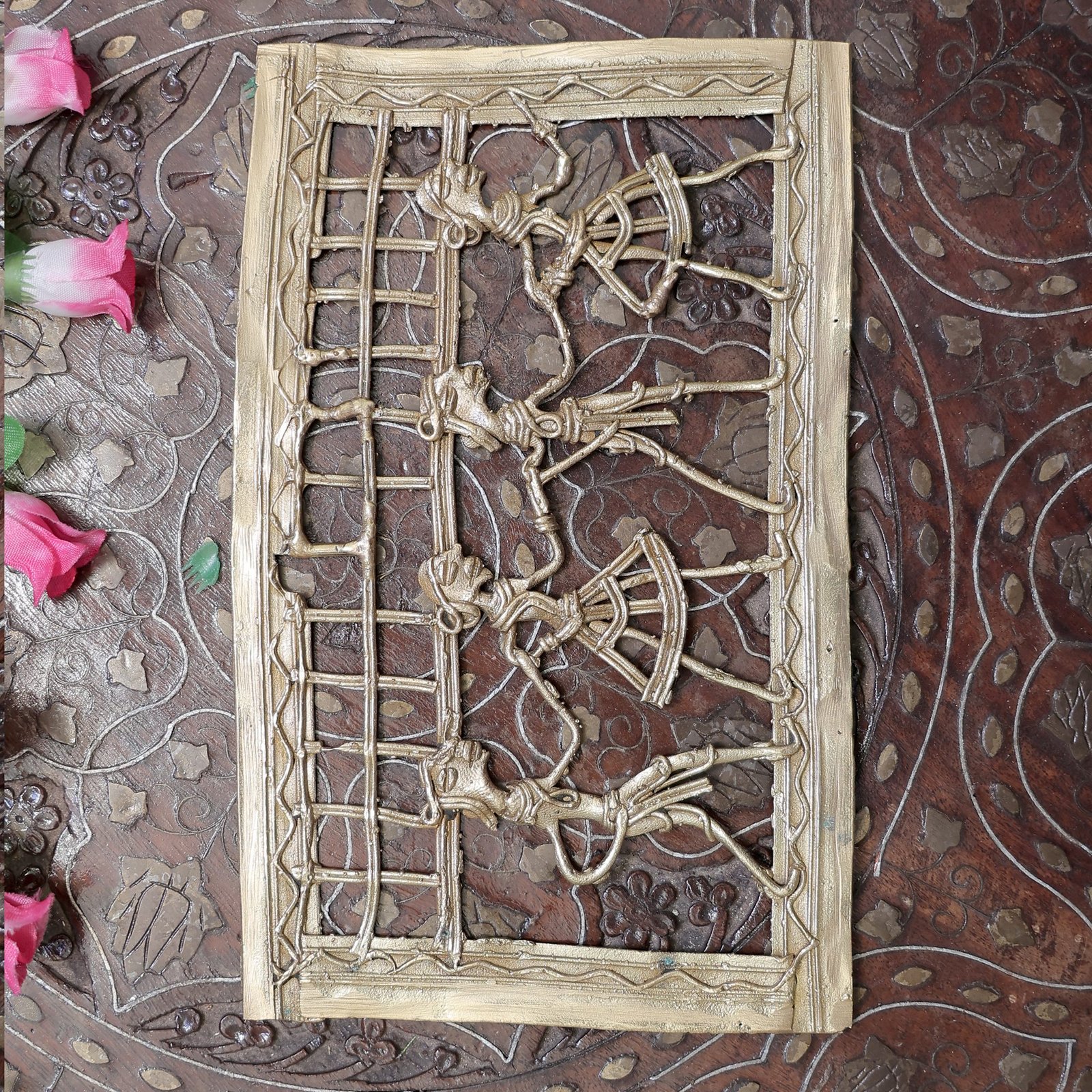 1000964463 KALARAMBH Brass Bastar Art Frame 4.8 Inch, 1 Pcs