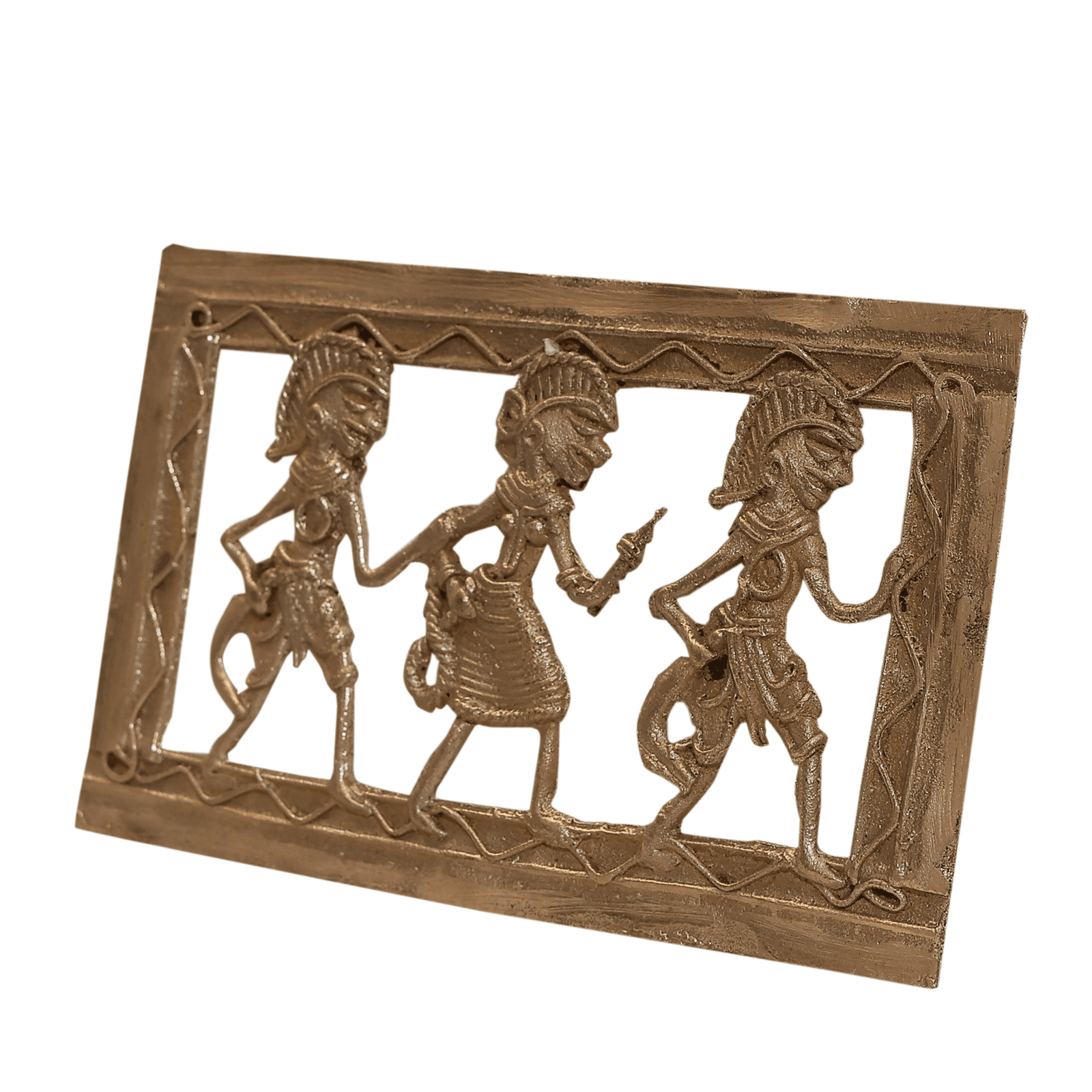 393 KALARAMBH Brass Bastar Art Frame 2.8 Inch, 1 Pcs