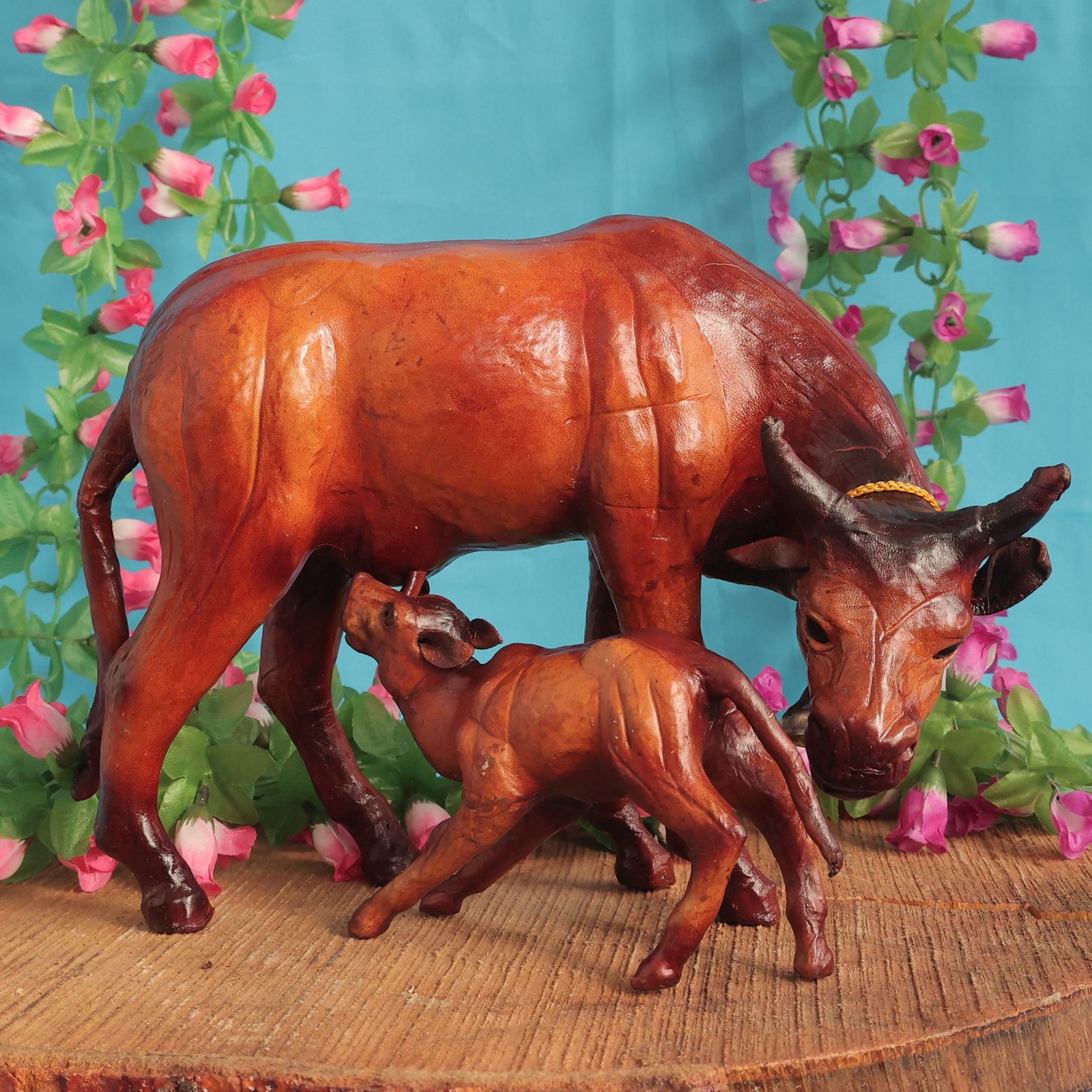 68 KALARAMBH Leather Cow & Calf 8 Inch, 2 Pcs