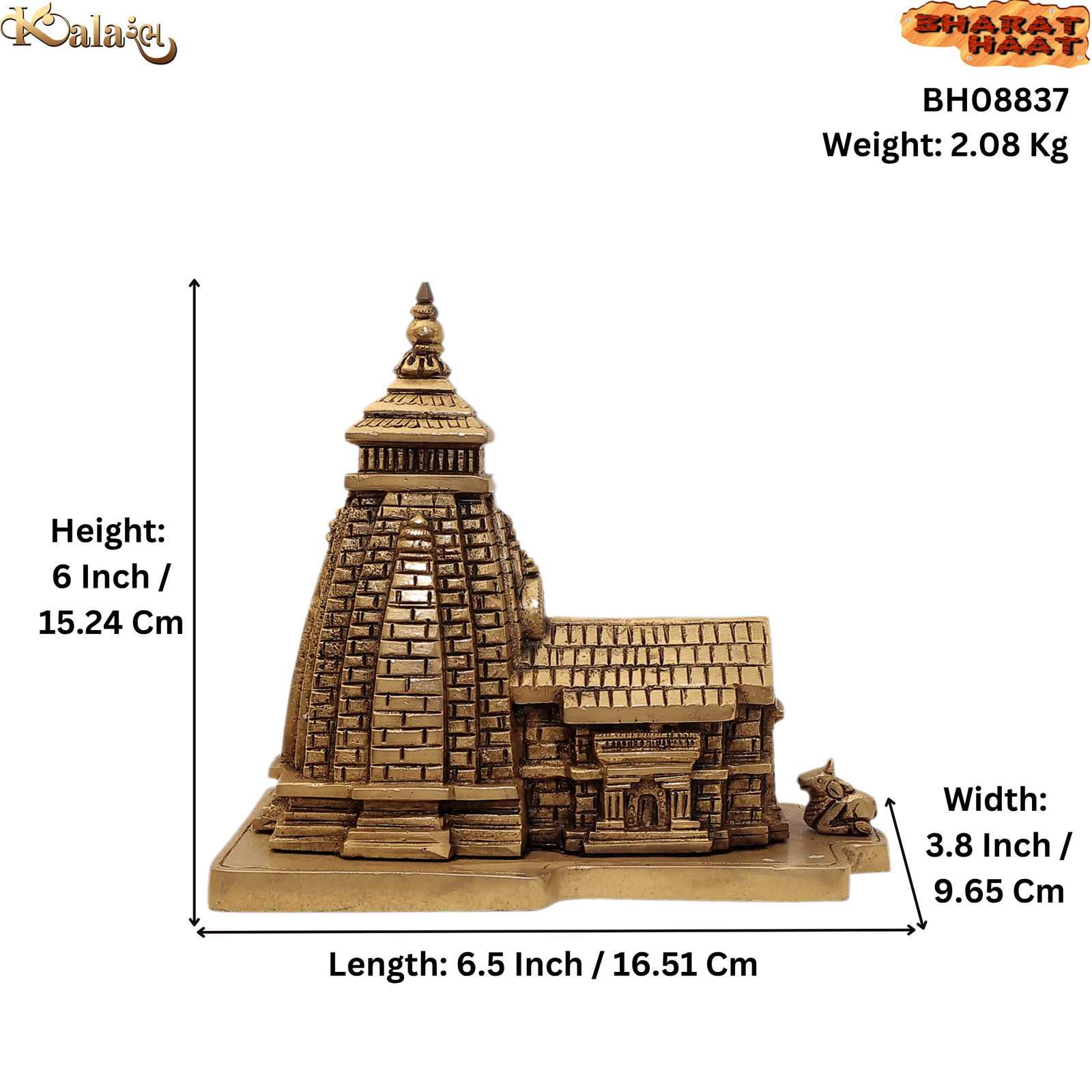 BH08837_S KALARAMBH Brass Kedarnath Temple 6 Inch, 1 Pcs
