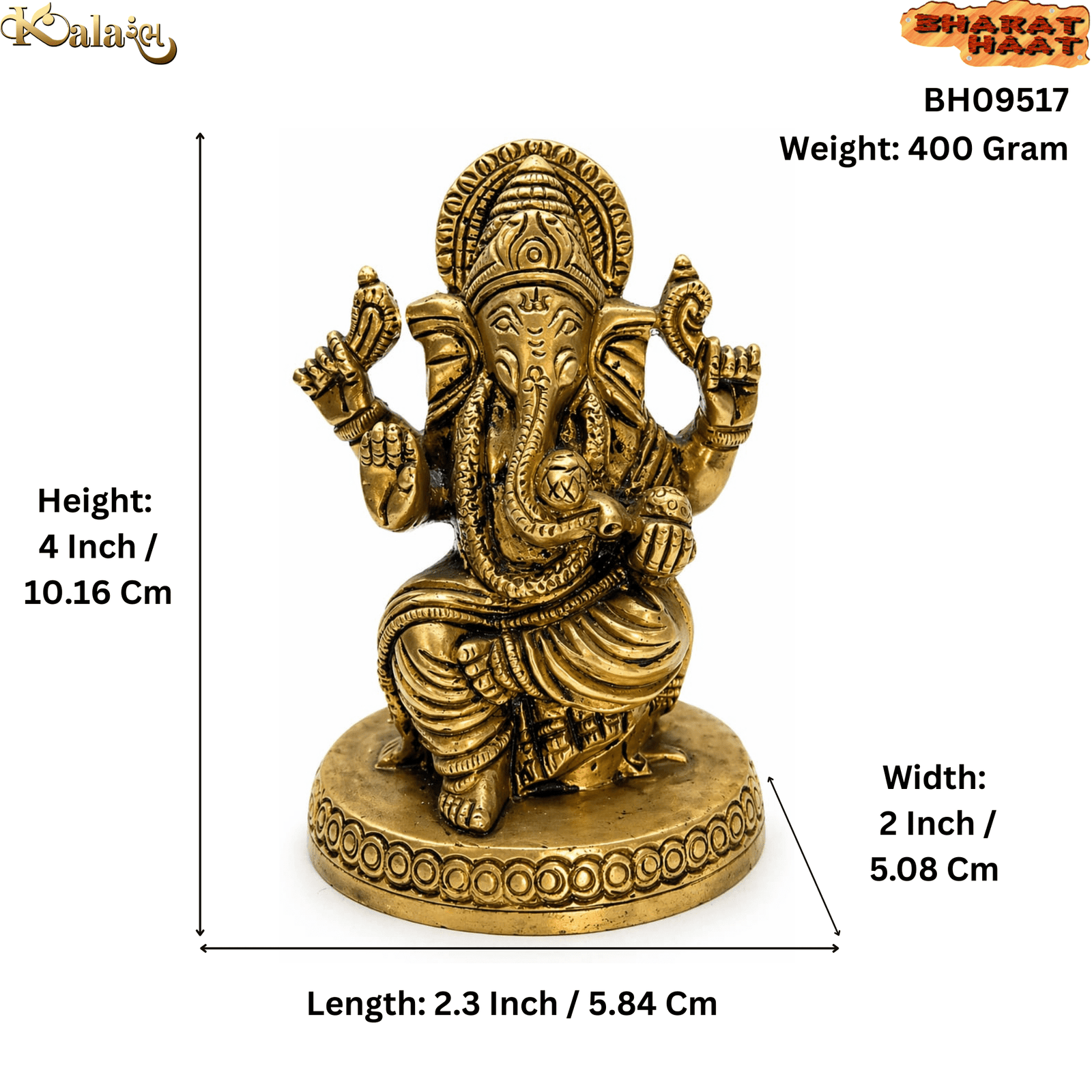 Brass Ganesha 4 Inch BH09517 Brass Ganesha 4 Inch BH09517