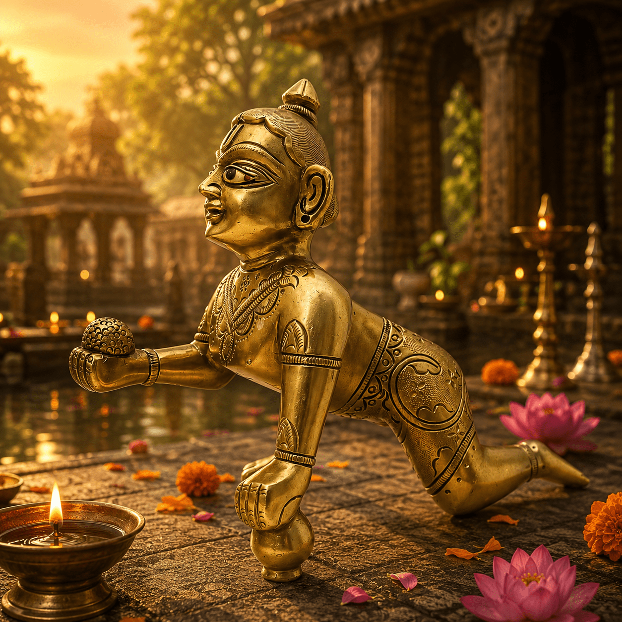 BH09544_N1 KALARAMBH Brass BAL KRISHNA 6 Inch, 1 Pcs