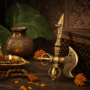 Bring spiritual energy and traditional elegance into your sacred space with this beautifully handcrafted Brass Vajra. Designed with intricate detailing and a rich golden finish, this sacred ritual object represents strength, spiritual power, wisdom, and protection. Widely used in Buddhist and Hindu traditions, the Vajra is considered a symbol of indestructibility and divine energy. Crafted from quality brass material, this Vajra reflects authentic Indian craftsmanship and traditional artistry. The detailed handcrafted design enhances its spiritual significance while also making it an attractive decorative piece for temples, meditation rooms, pooja spaces, yoga studios, and spiritual collections. The sturdy brass construction ensures durability and long-lasting beauty, allowing it to remain a treasured spiritual accessory for years. Its balanced structure and smooth finish provide a comfortable grip during rituals, meditation practices, and ceremonial use. The polished brass surface adds a royal and antique appearance that complements both traditional and modern décor themes. Traditionally, the Vajra symbolizes spiritual awakening, inner strength, and enlightenment. It is commonly used during meditation, prayer rituals, Buddhist ceremonies, and spiritual practices to create a peaceful and positive atmosphere. This handcrafted brass Vajra is ideal for devotees, spiritual practitioners, collectors, and people who appreciate sacred art and cultural heritage. The elegant design makes it suitable not only for religious use but also as a decorative showpiece. It can be displayed on altars, bookshelves, office desks, display cabinets, or spiritual corners to enhance the aesthetic and devotional appeal of the surroundings. The handcrafted detailing reflects fine artisan work, making every piece unique and visually impressive.