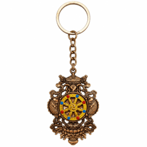KALARAMBH Brass TIBETAN VICTORY BANNER KeyChain with Ring 2.3 Inch, 1 Pcs