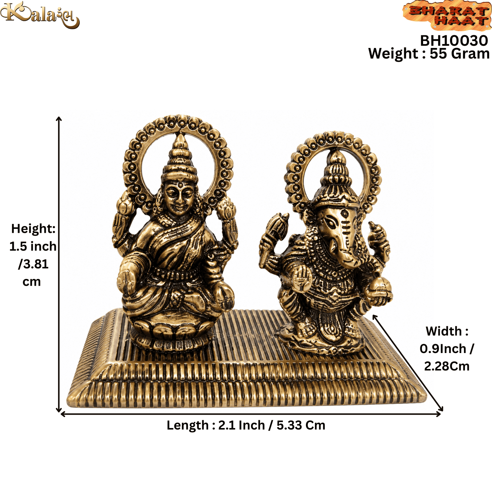 Brass Ganesha & lakshmi 1.5 Inch KBH10030 Brass Ganesha & lakshmi 1.5 Inch KBH10030