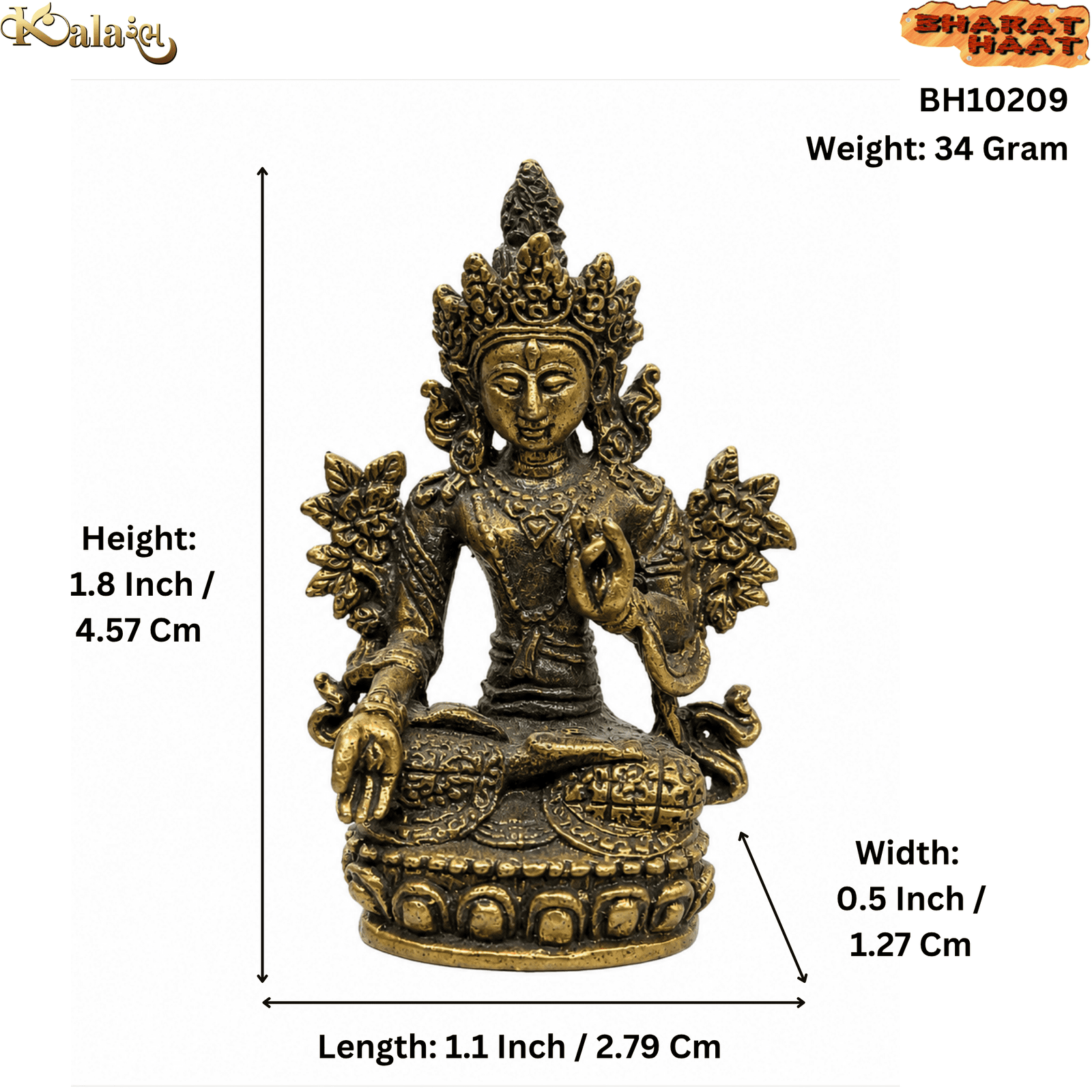 BH10209_S KALARAMBH Brass Tara Devi 1.8 Inch, 1 Pcs