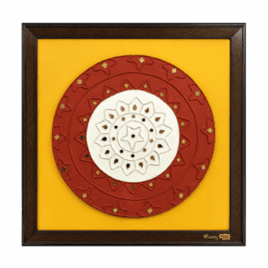 KALARAMBH Mud & Mirror Work Lippan Art frame 16 Inch, 1 Pcs