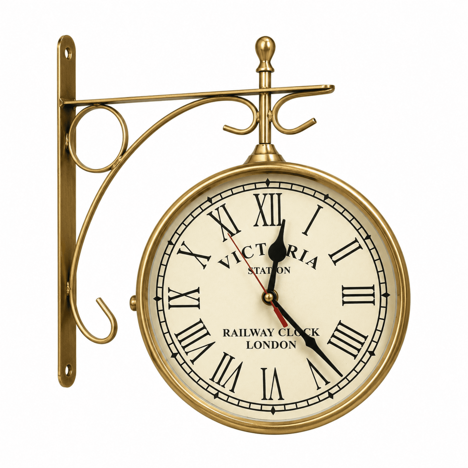 KALARAMBH Metal Double Sided Victorian Style Station Clock 11.5 Inch, 1 Pcs KALARAMBH Metal Double Sided Victorian Style Station Clock 11.5 Inch, 1 Pcs