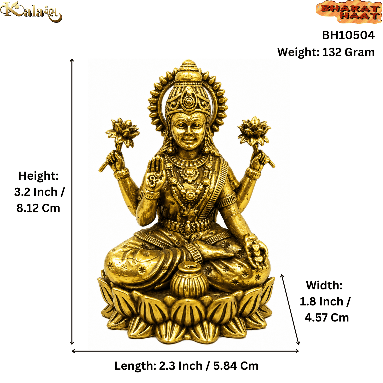 BH10504_S KALARAMBH Brass LAKshmi 3.2 Inch, 1 Pcs
