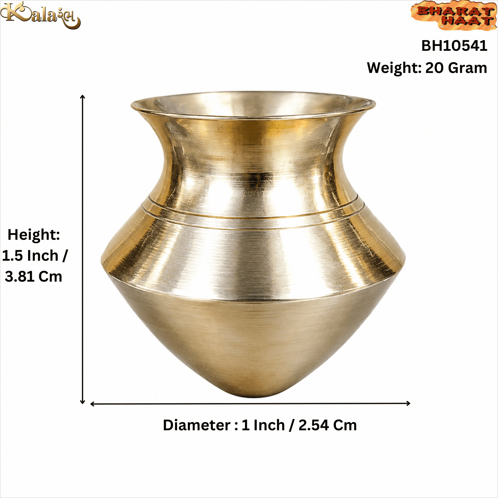 BH10541_S KALARAMBH Brass Pot 1.5 Inch, 1 Pcs