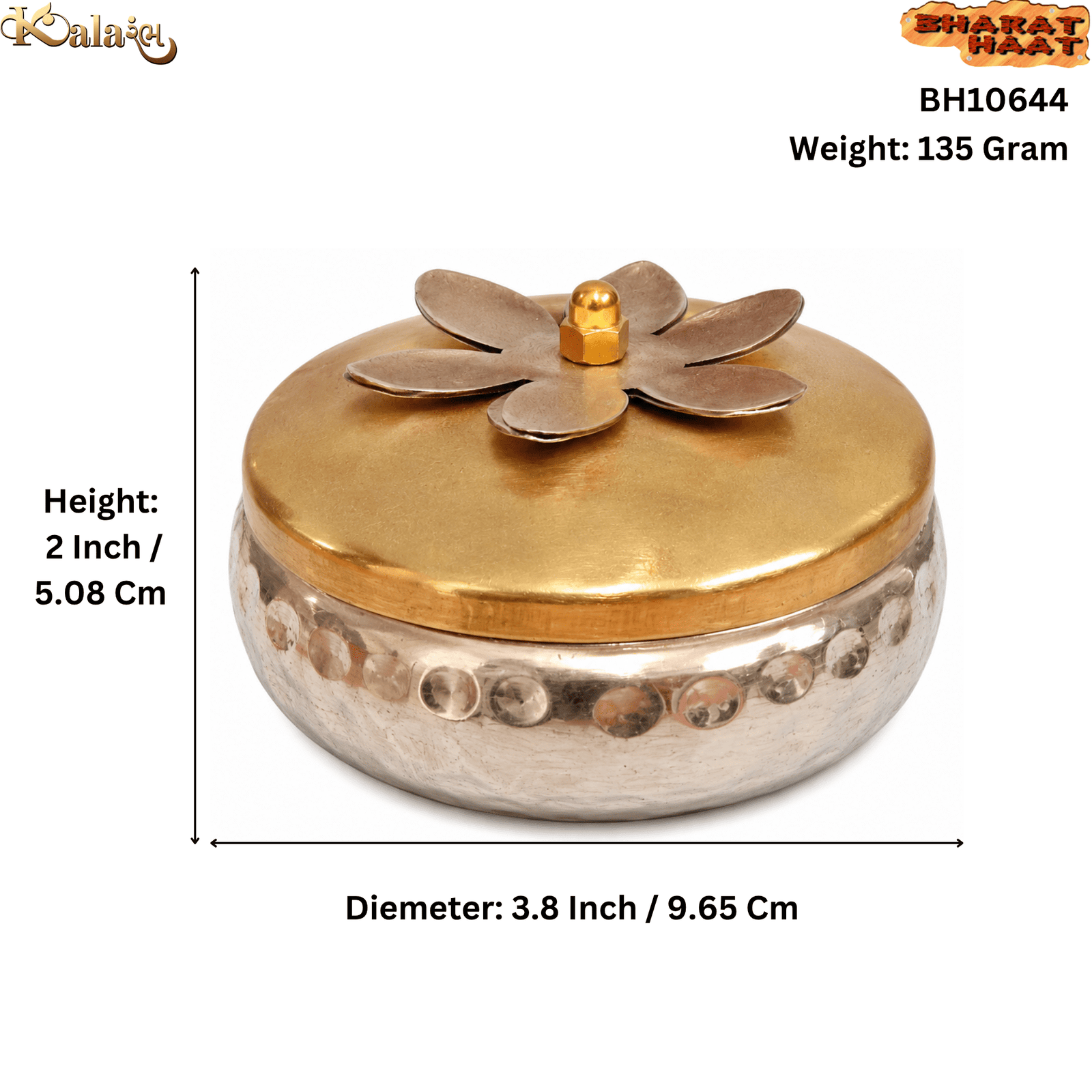 KALARAMBH Metal mukhwas box 2 Inch, 1 Pcs KALARAMBH Metal mukhwas box 2 Inch, 1 Pcs