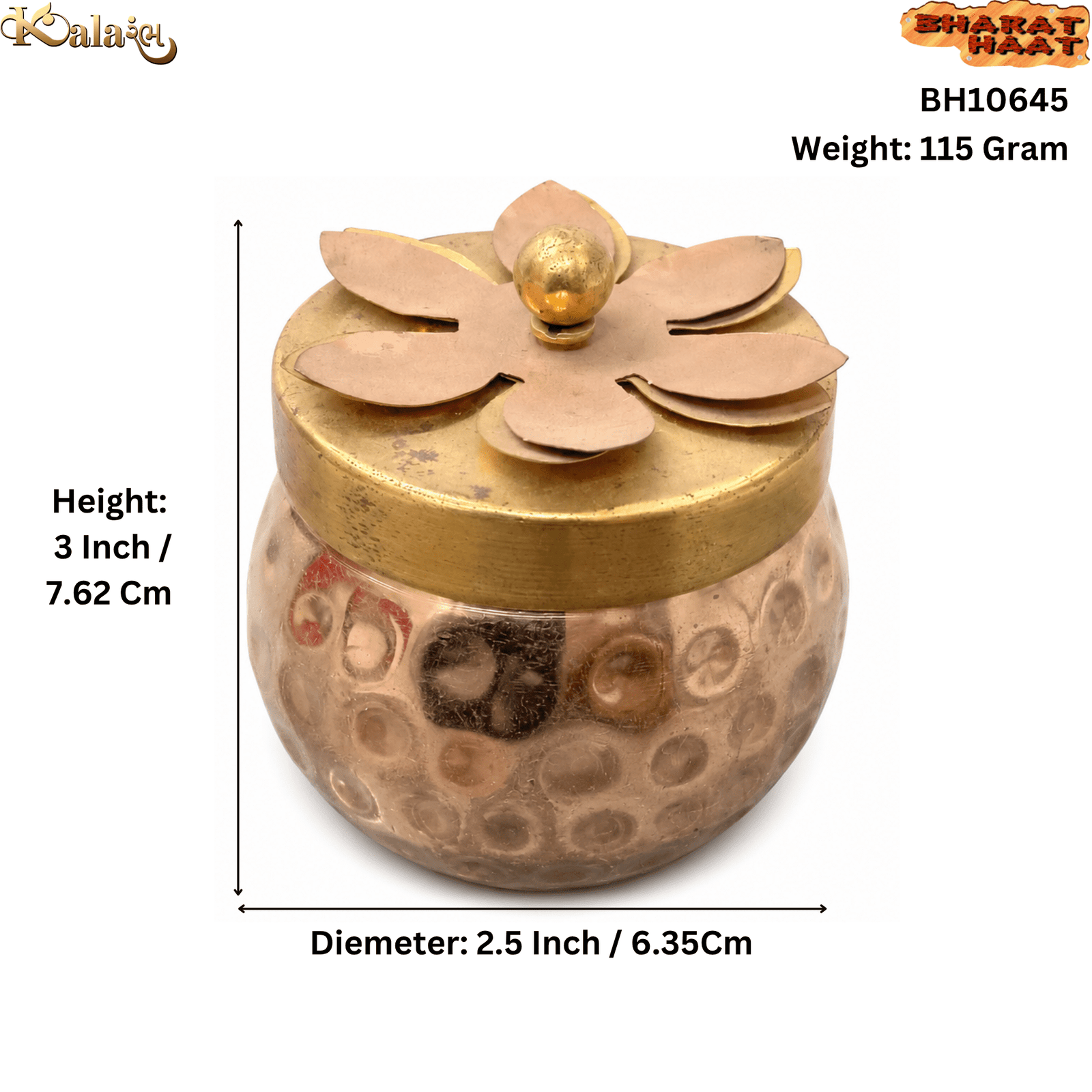 KALARAMBH Metal mukhwas box 3 Inch, 1 Pcs KALARAMBH Metal mukhwas box 3 Inch, 1 Pcs