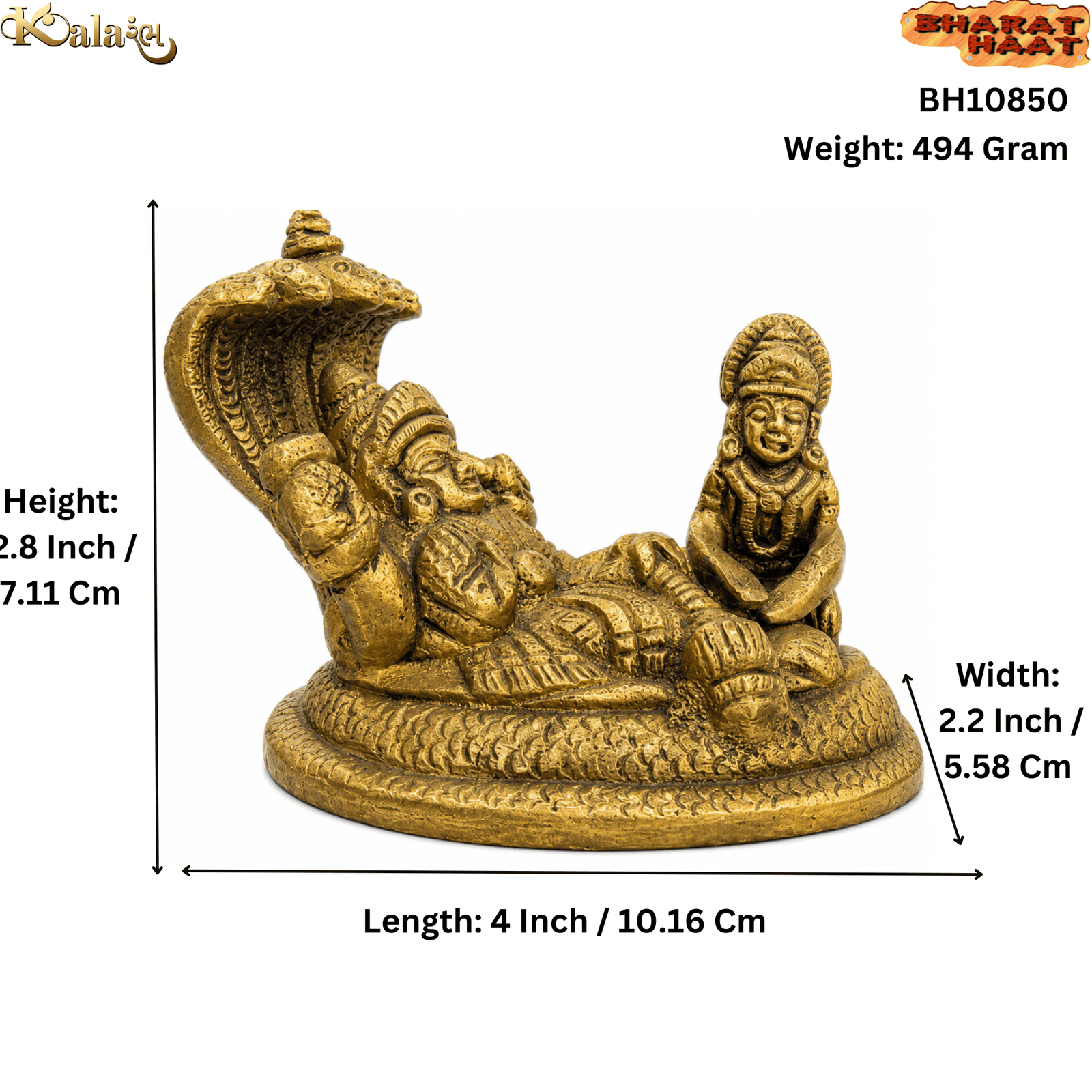 KALARAMBH Brass Vishanu Lakshmi 2.8 Inch, 1 Pcs KALARAMBH Brass Vishanu Lakshmi 2.8 Inch, 1 Pcs